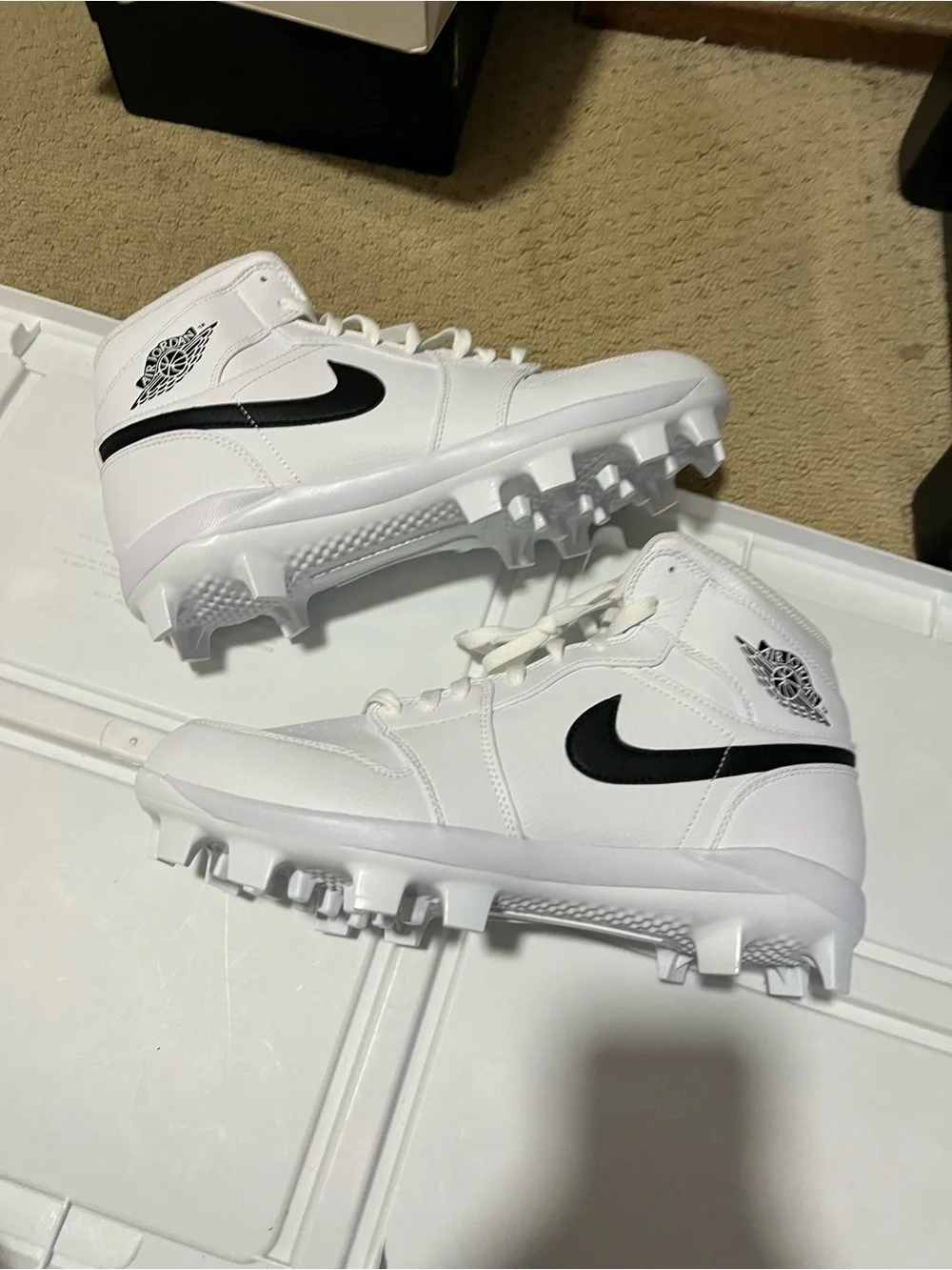 Nike Air Jordan 1 Retro MCS Baseball Cleats White Black Mens 10.5 AV5354-100